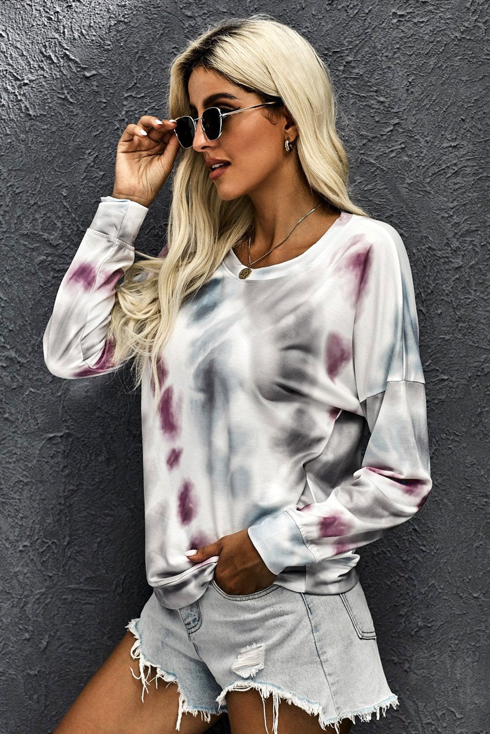 Casual Tie-dye Round Neck Sweatshirt