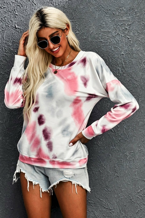 Casual Tie-dye Round Neck Sweatshirt