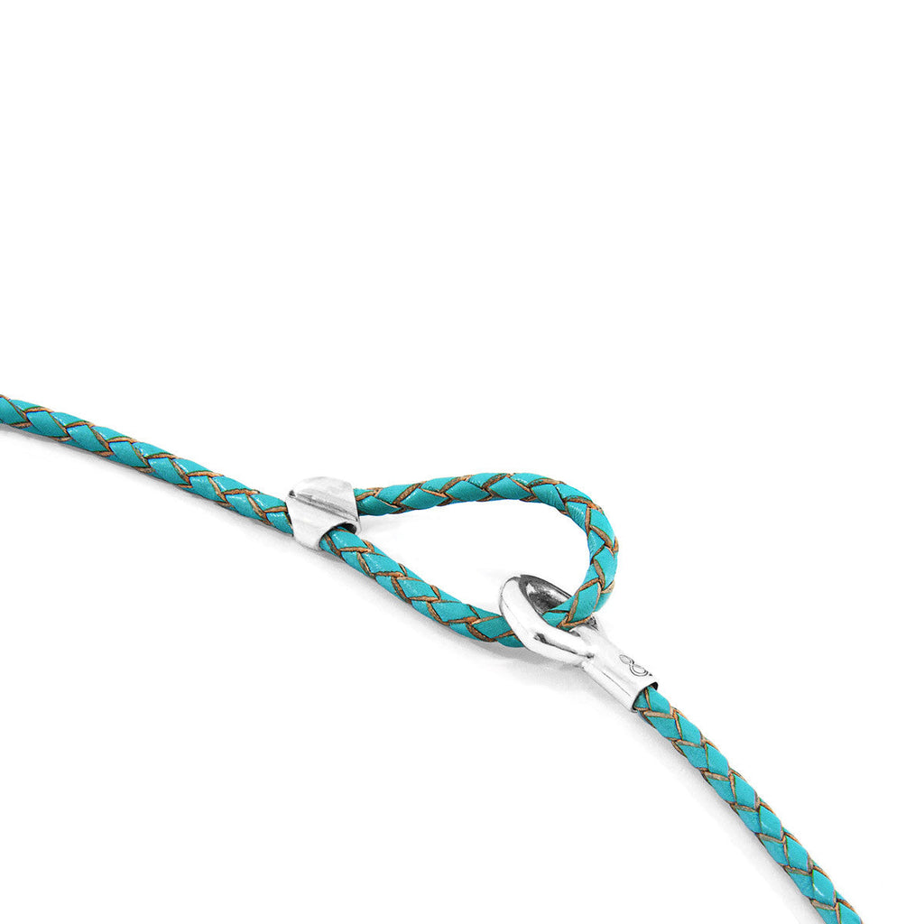 Fire Orange Blake Silver and Braided Leather Bracelet