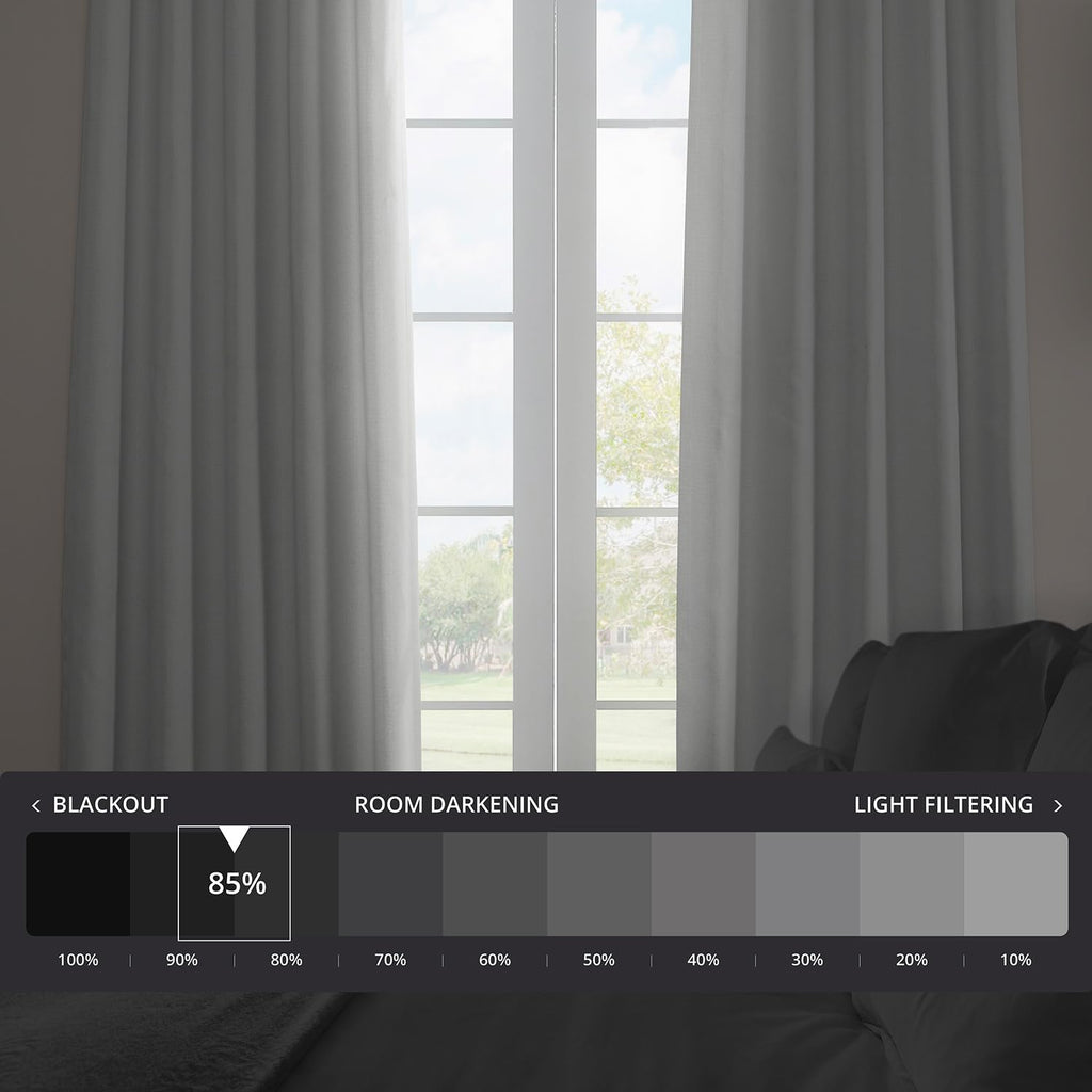 Faux Linen Room Darkening Curtains - 1 Panel, 50W X 96L, Color Oyster