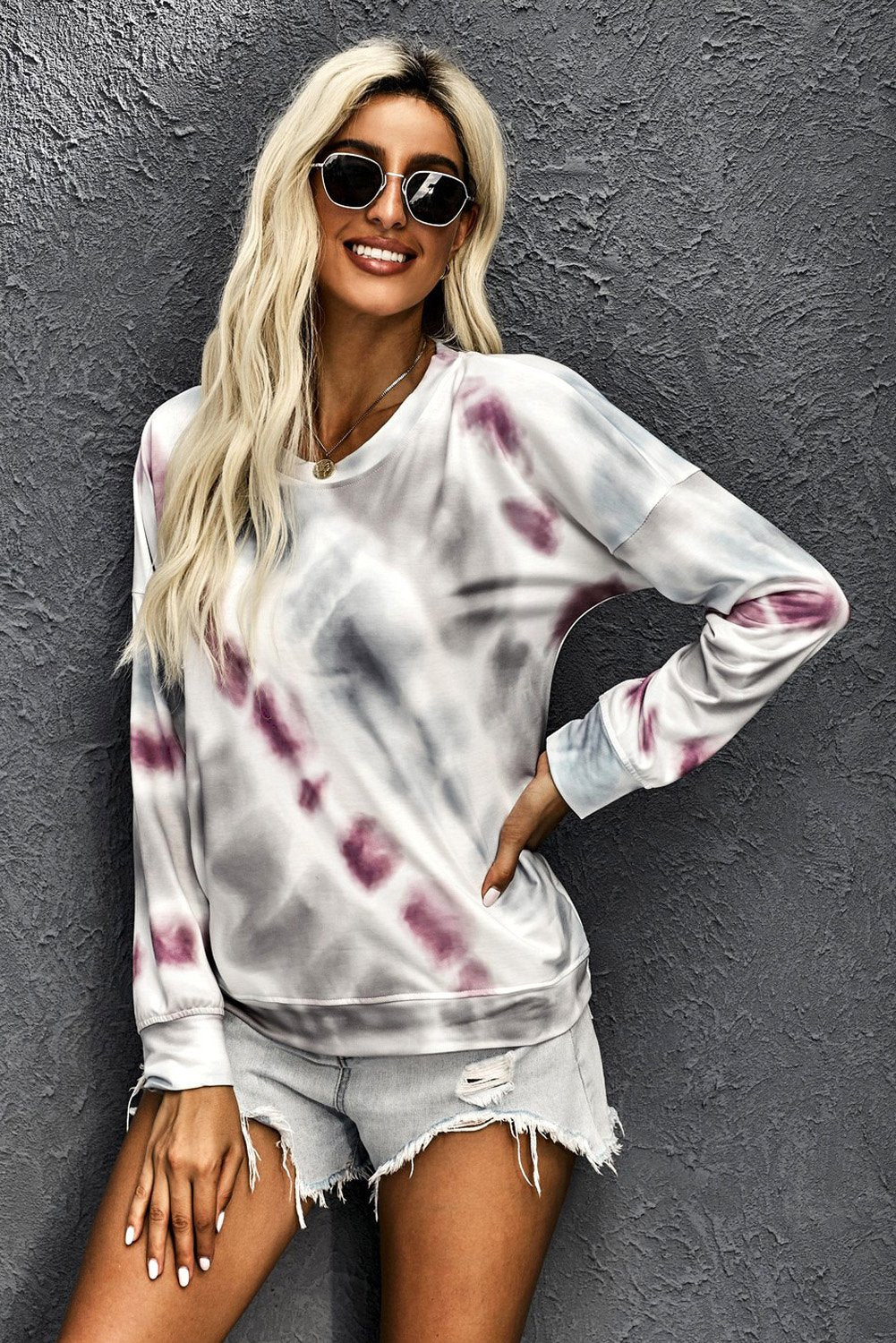 Casual Tie-dye Round Neck Sweatshirt