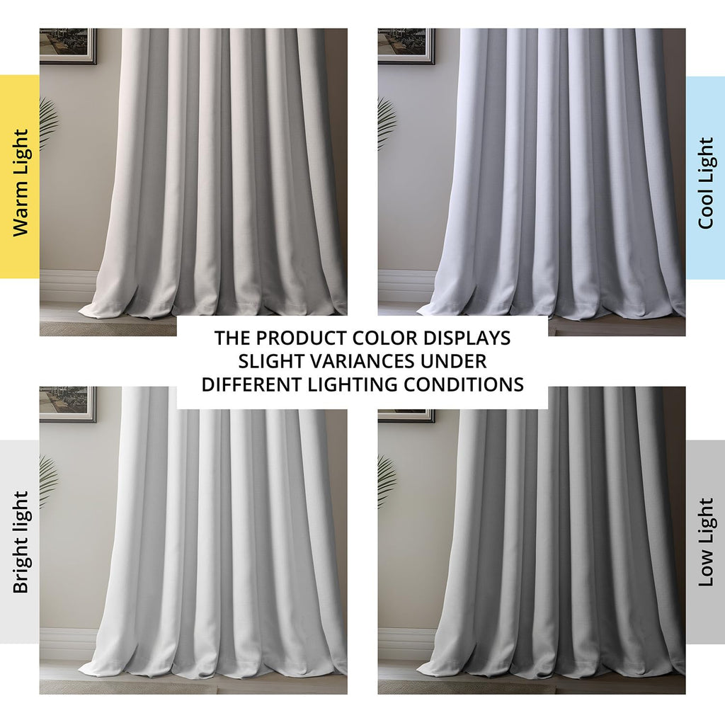 Faux Linen Room Darkening Curtains - 1 Panel, 50W X 96L, Color Oyster
