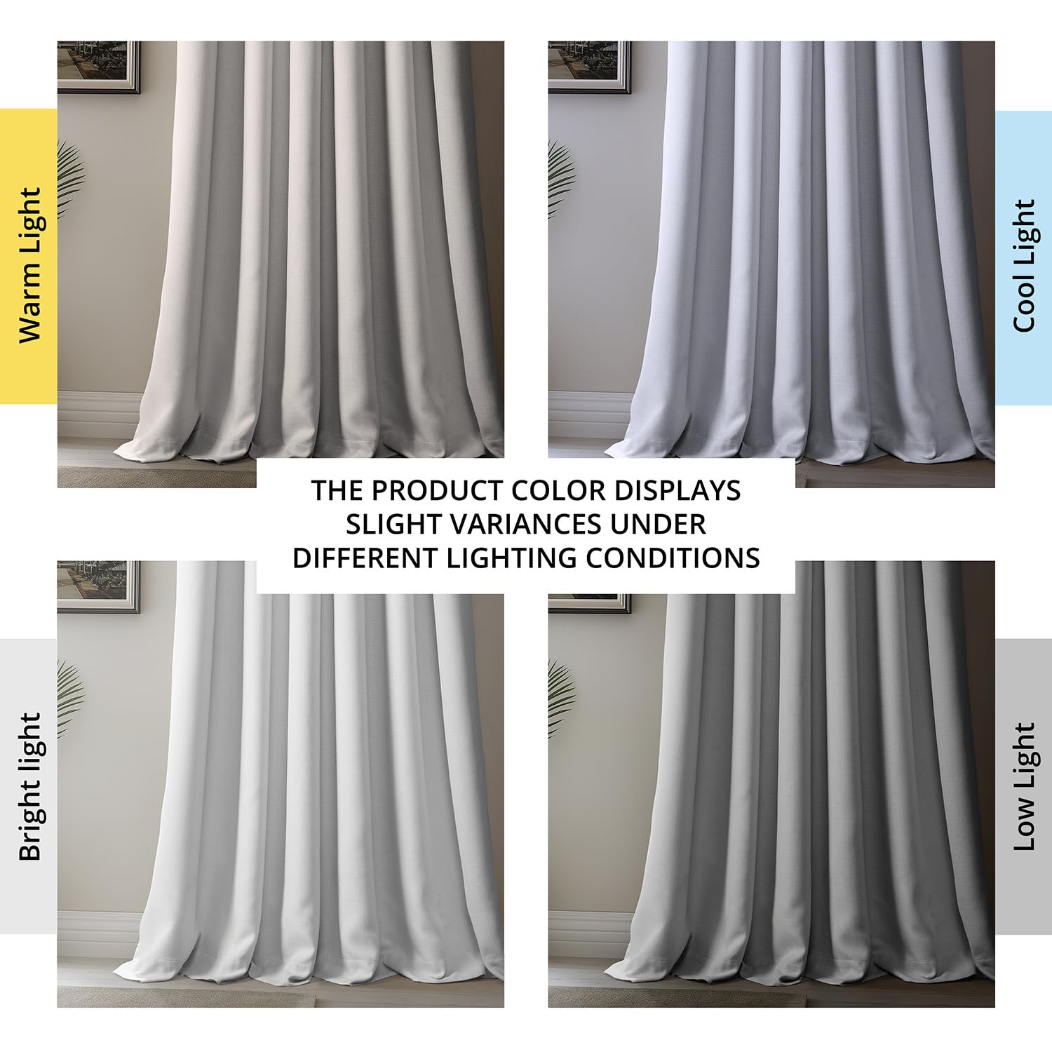 Faux Linen Room Darkening Curtains - 1 Panel, 50W X 96L, Color Oyster