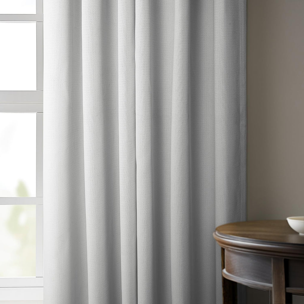 Faux Linen Room Darkening Curtains - 1 Panel, 50W X 96L, Color Oyster