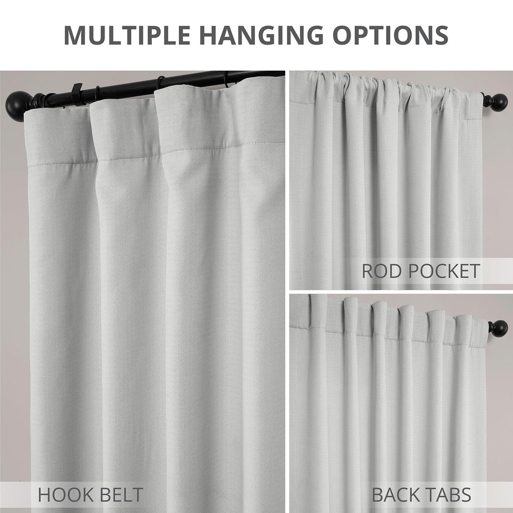 Faux Linen Room Darkening Curtains - 1 Panel, 50W X 96L, Color Oyster