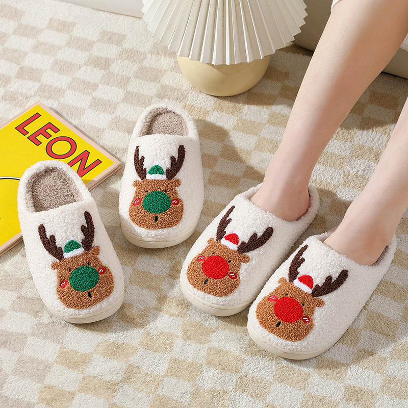 Christmas Shoes - Winter Home Slippers Elk Soft Cozy Bedroom Slipper