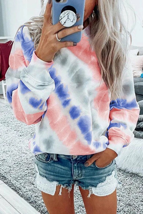Casual Tie-dye Round Neck Sweatshirt