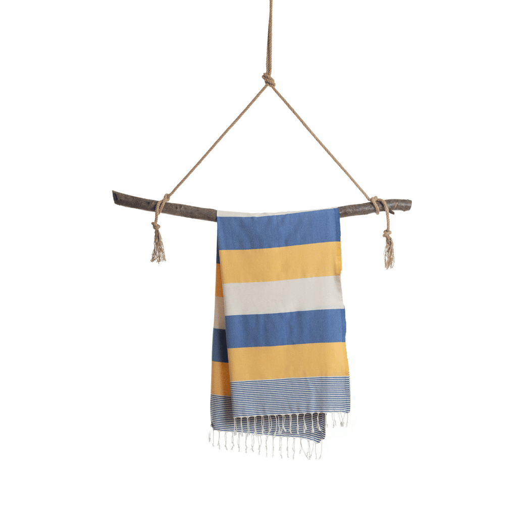 Beach Pool Hammam Towel, Blue - Yellow in Gift Box