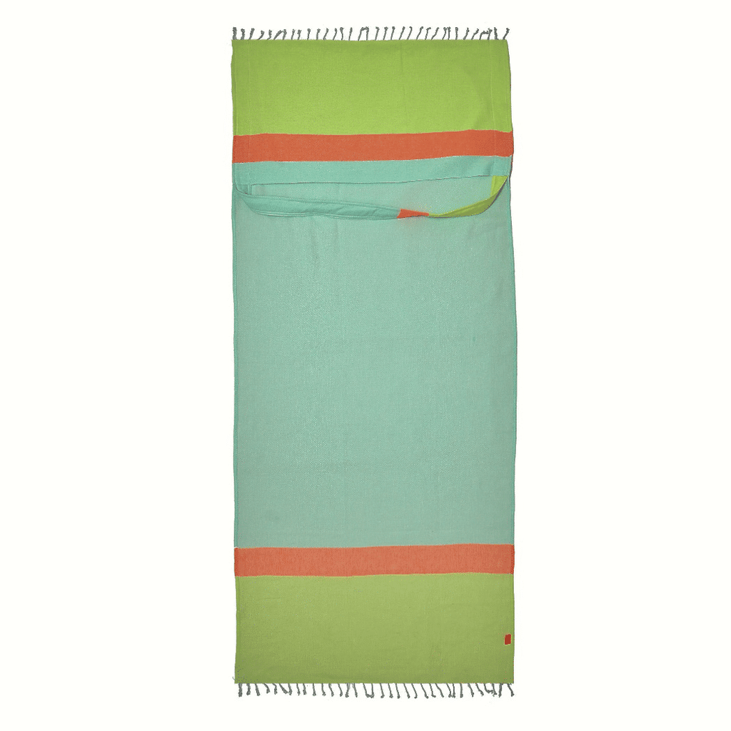 Two-in-One Beach Towel Bag Green Blue with Gift Box