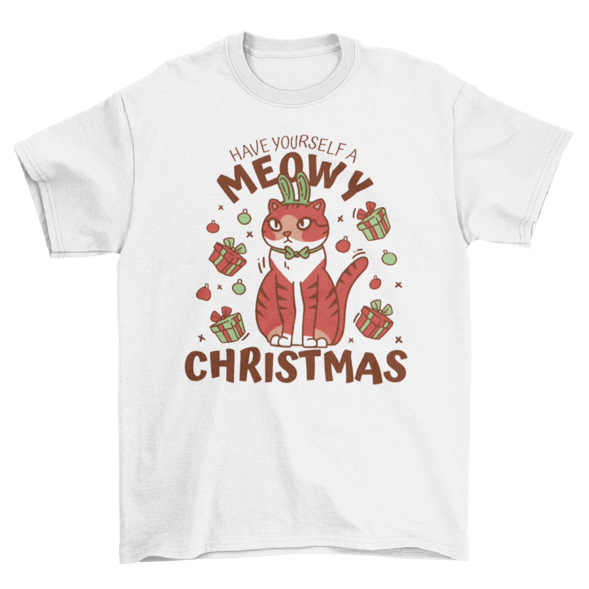 Christmas cat and gifts t-shirt