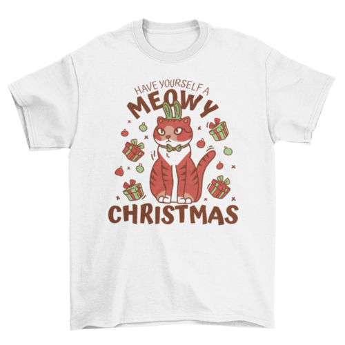 Christmas cat and gifts t-shirt
