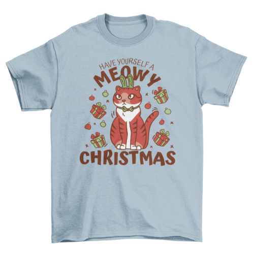 Christmas cat and gifts t-shirt