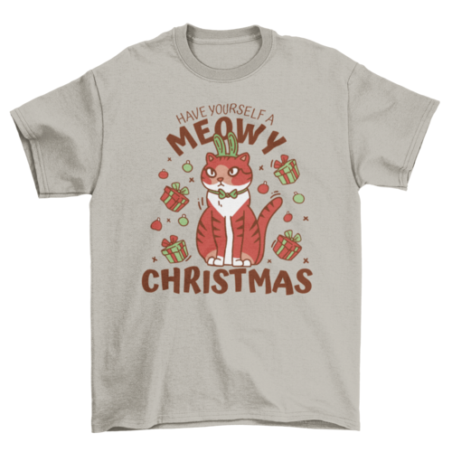 Christmas cat and gifts t-shirt