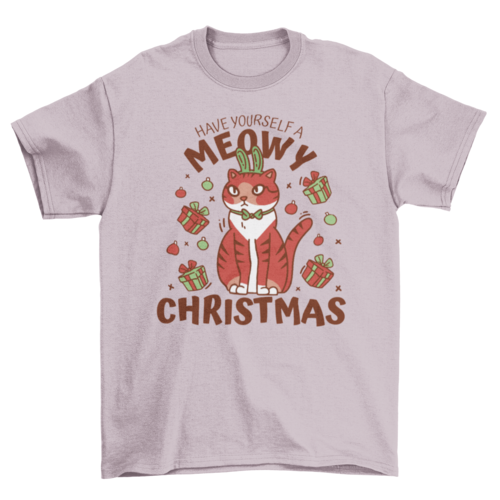 Christmas cat and gifts t-shirt
