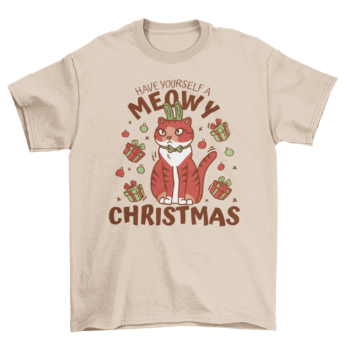Christmas cat and gifts t-shirt
