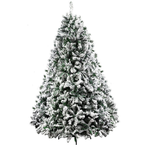Jingle Jollys Christmas Tree 2.4M Xmas Tree Decorations Snow Flocked