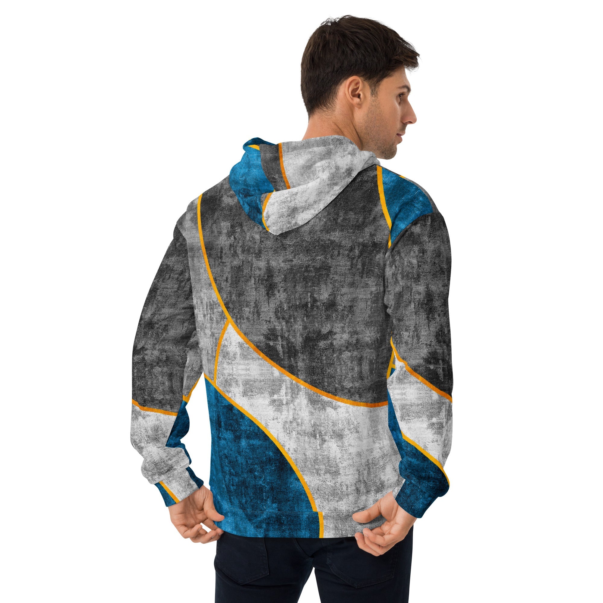 Mens Graphic Hoodie Blue Grey Design