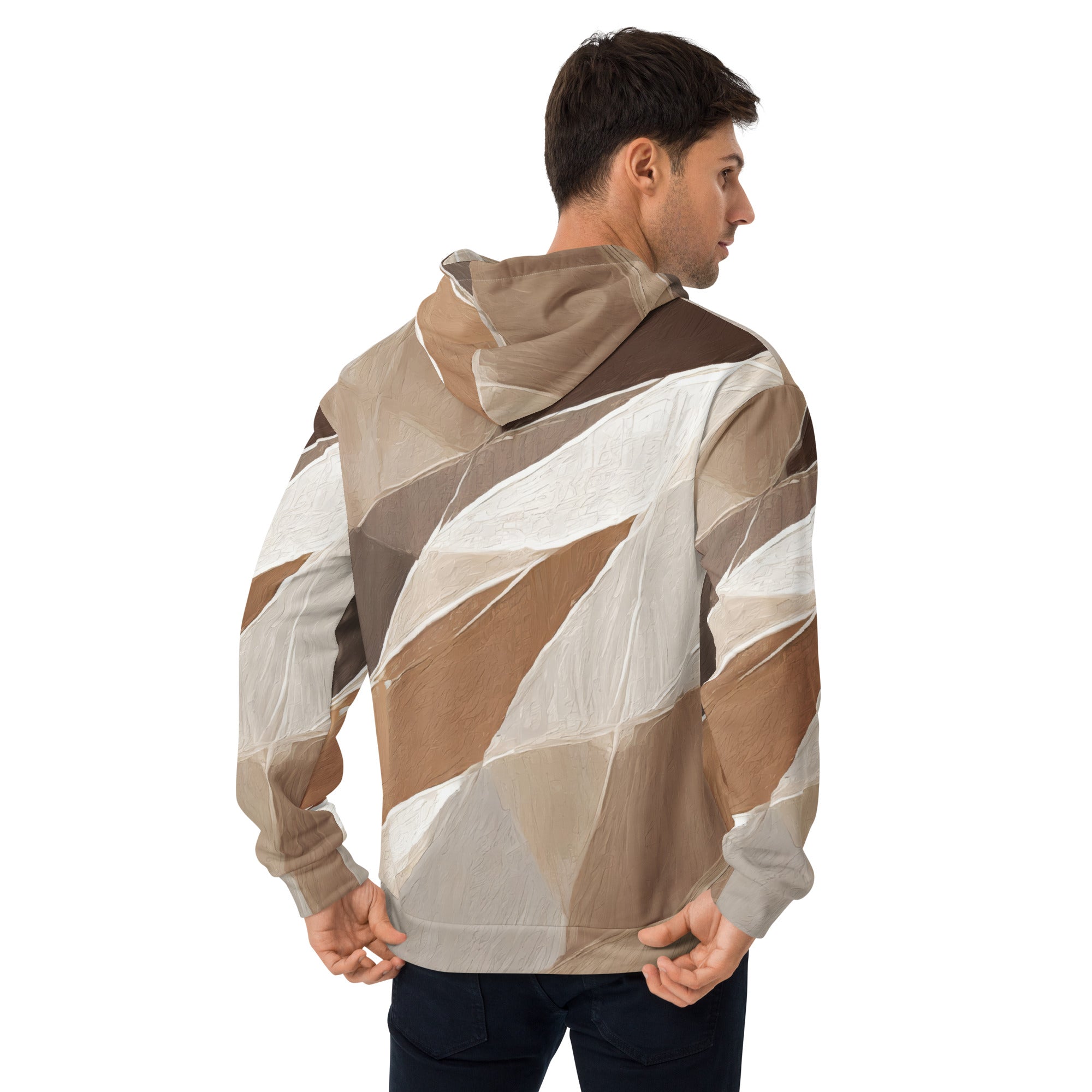 Mens Graphic Hoodie Rustic Brown Stone Print