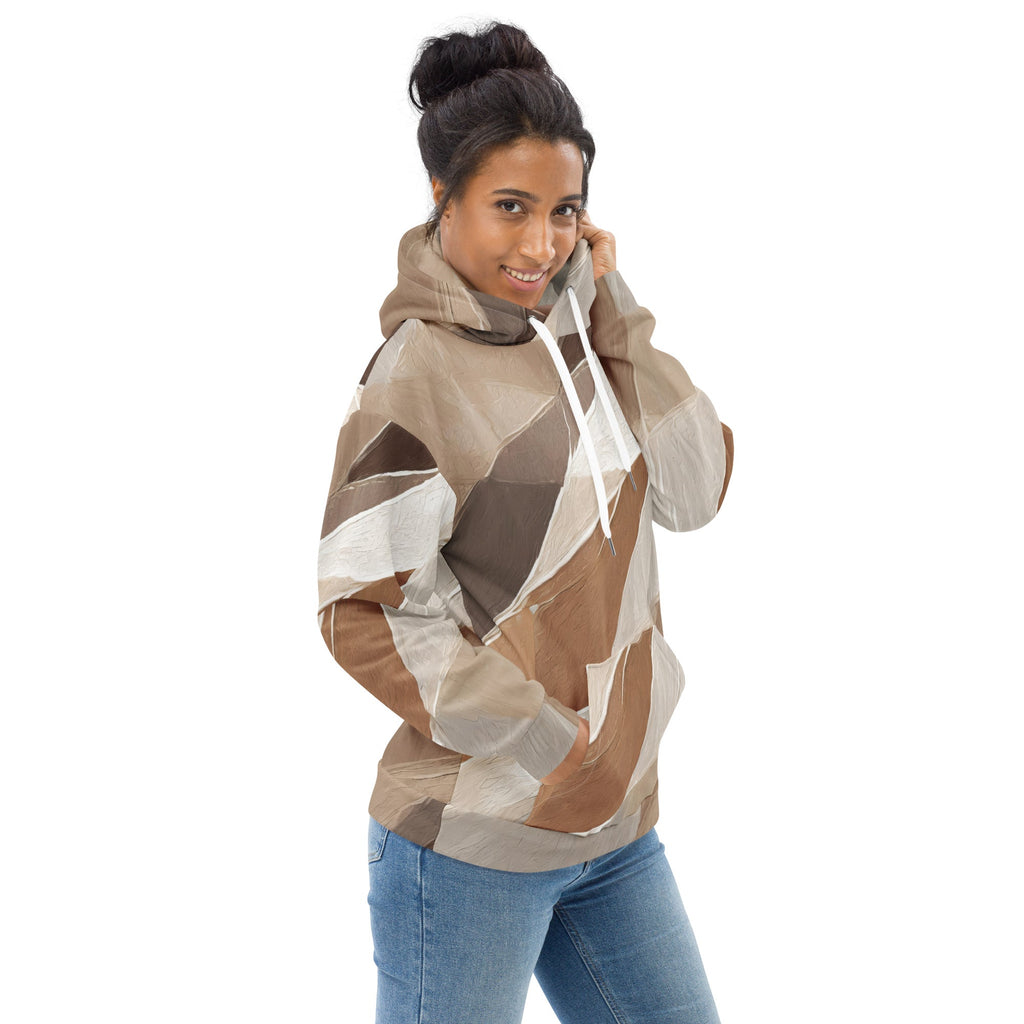 Womens Graphic Hoodie Rustic Brown Stone Print