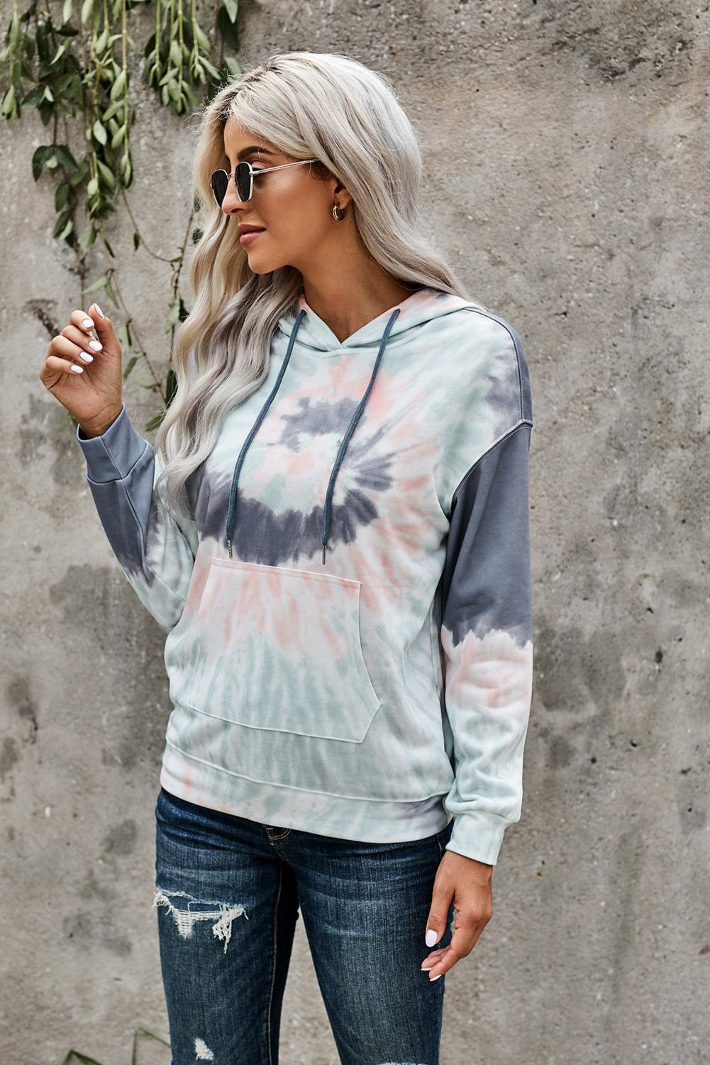 Tie-dye Print Pullover Hoodie