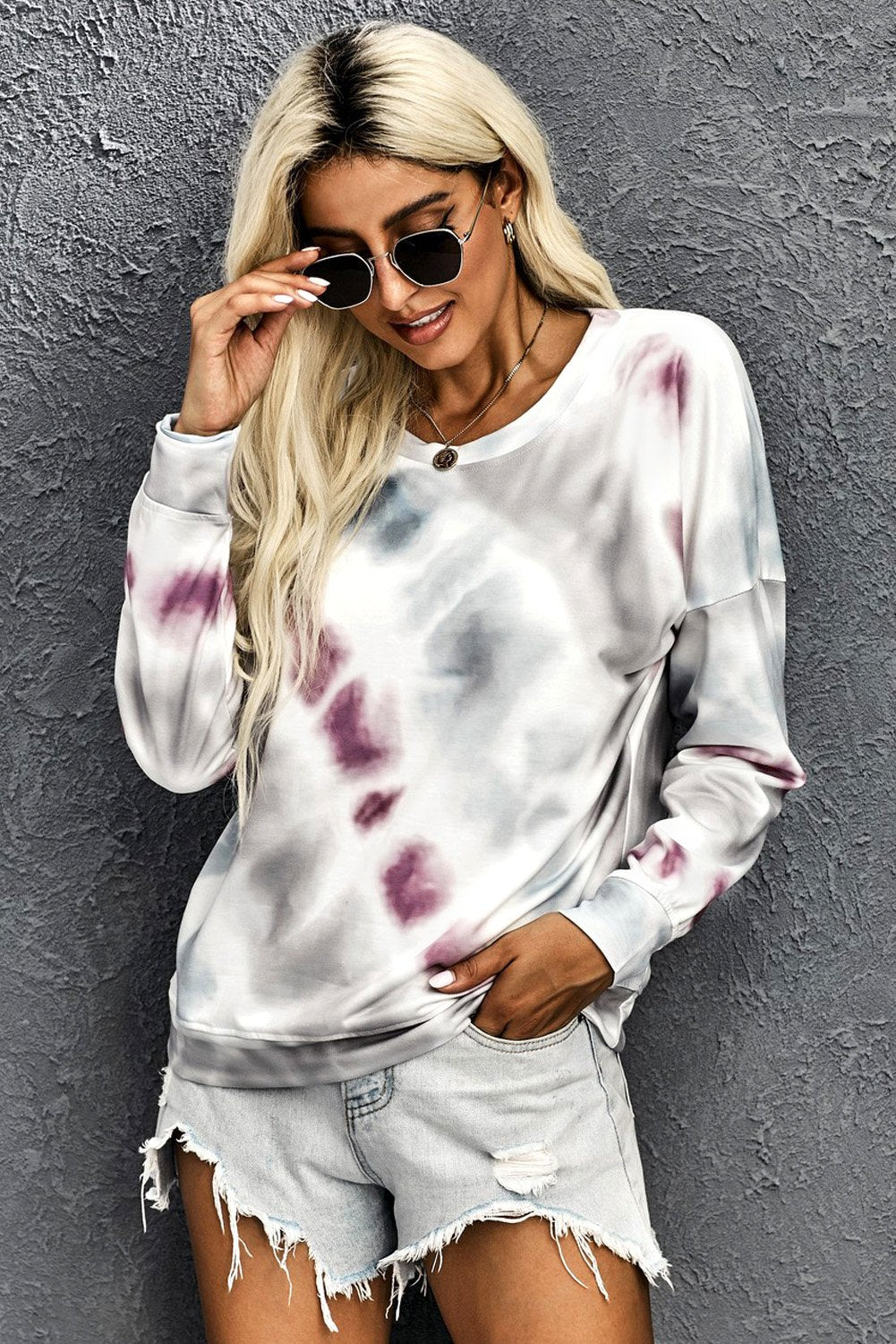 Casual Tie-dye Round Neck Sweatshirt