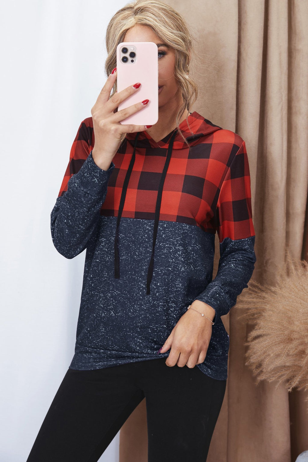 Tribal Print Patchwork Hoodie