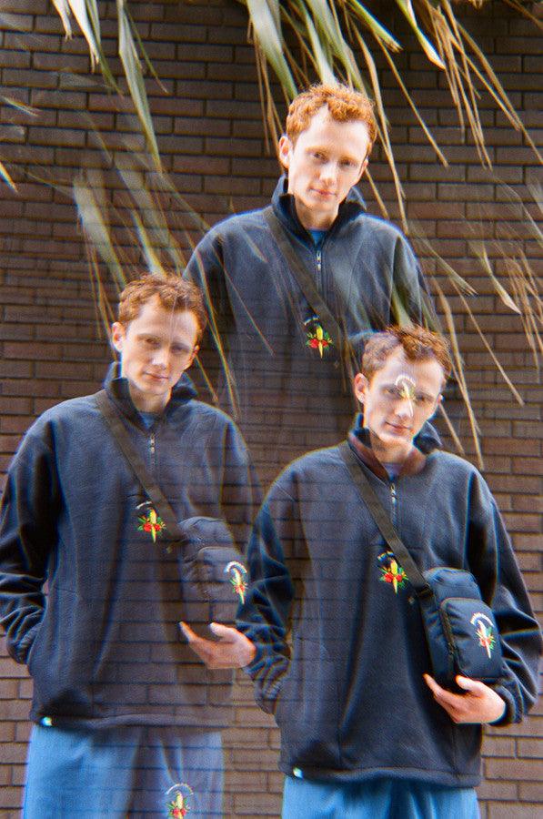 Navy Blue Fleece With Paradise Island Parrot Embroidery