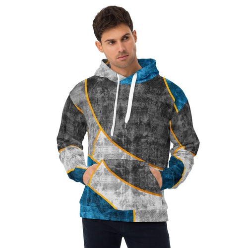 Mens Graphic Hoodie Blue Grey Design