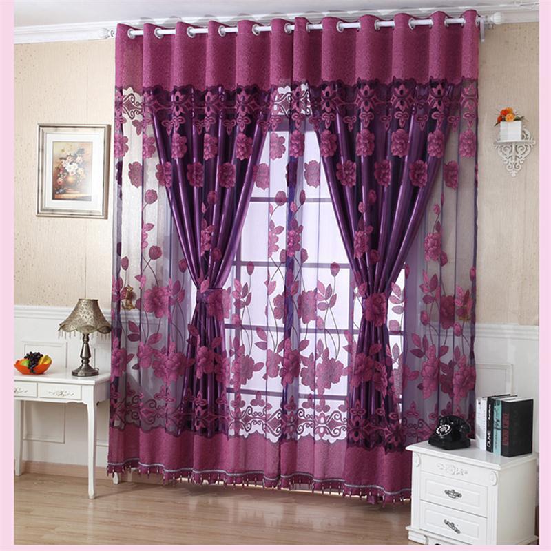 Flower Valance Blackout Curtains Home Decor Curtains Tiers for