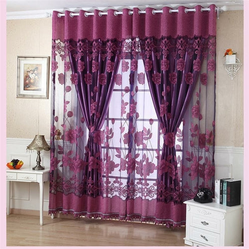 Flower Valance Blackout Curtains Home Decor Curtains Tiers for