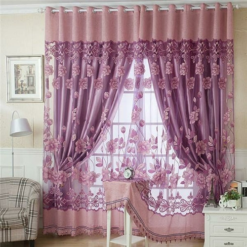 Flower Valance Blackout Curtains Home Decor Curtains Tiers for