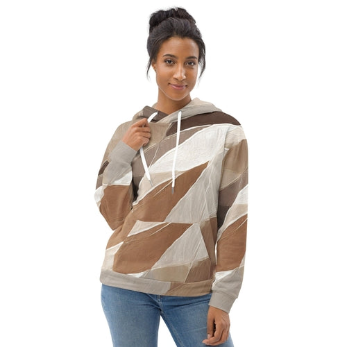 Womens Graphic Hoodie Rustic Brown Stone Print